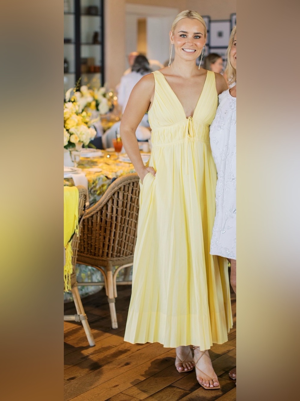 Simkhai Stephanie Pleated Cotton-Blend Midi Dress - Picture 6 of 8